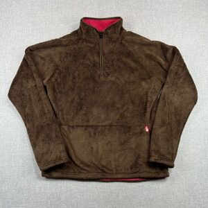 The North Face Womens L Mossbud Brown High-Pile Fleece 1/4 Zip Pullover Gorpcore
